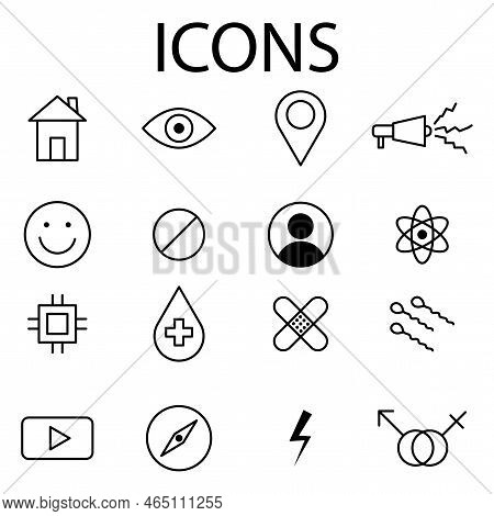 Different Icons In Beautiful Style. Business, Icon Set. School Icons. Vector Illustration. Stock Ima