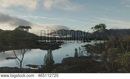 A Morning Wide Angle View Of Lake Elysia At The Labyrinth