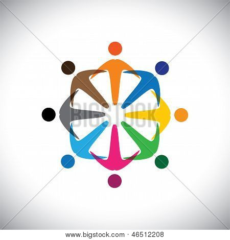 Concept vecteur graphique abstraite peuple coloré diversité Icons(signs)