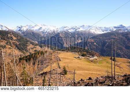Mocheni Valley Autumn Landscape, Baselga Di Pine, Italy