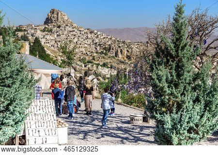Uchisar, Turkey - October 4, 2020: This Is A View Of The Town, Which Is The Iconic Place Of Cappadoc