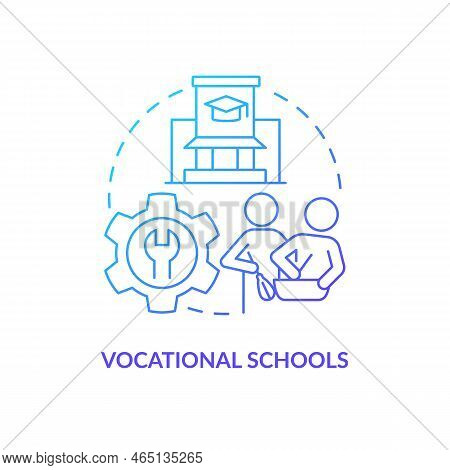 Vocational Schools Blue Gradient Concept Icon. Professional Skills. Supplementary Education Service 