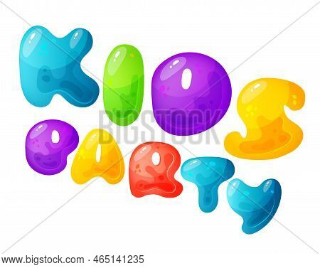 Kids Zone Vector Cartoon Banner. Colorful Letters For Childrens Playroom Decoration. Sign For Childr