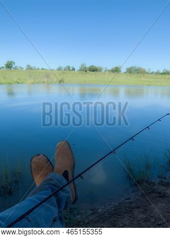 Tranquility In The Weekend Fishing, With A Beautiful Landscape