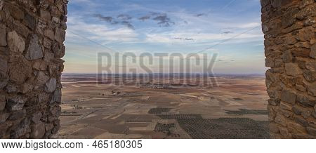 Aerial View Of Campina Sur District From Reina Muslim Citadel, Badajoz, Extremadura, Spain