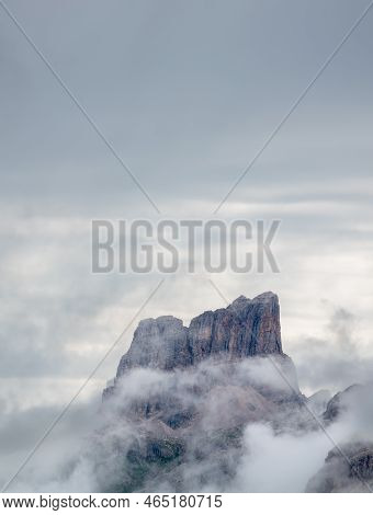 A View In Direction Of Monte Averau, Dolomites, In Clouds
