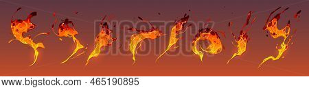 Liquid Lava Splashes With Fire And Drops. Molten Magma Waves And Splatters Volcanic Eruption Effect 