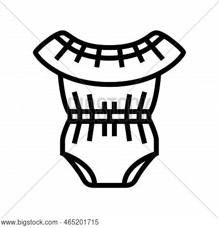 Neck Romper Girl Baby Cloth Line Icon Vector. Neck Romper Girl Baby Cloth Sign. Isolated Contour Sym