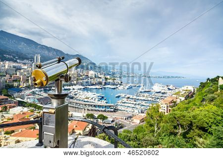 Monaco Montecarlo Fyrstendømmet Luftfoto bylandskab. Azure kyst. Frankrig
