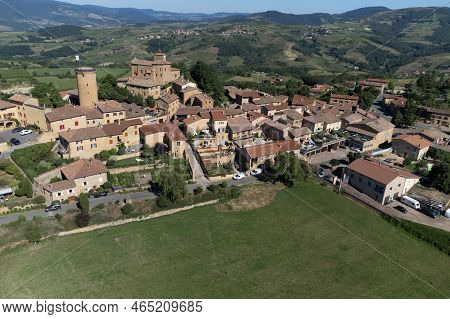 Landscape With Vineyards Near Beaujolais Wine Making Village Val D'oingt, Gateway To Beaujolais Wine