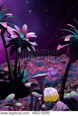 3D Rendering Alien Landscape