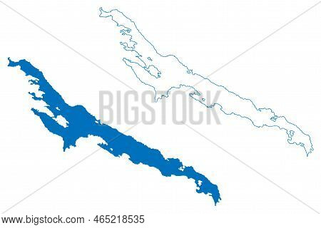 Lake Akkajaure (kingdom Of Sweden) Map Vector Illustration, Scribble Sketch Áhkájávrre Map