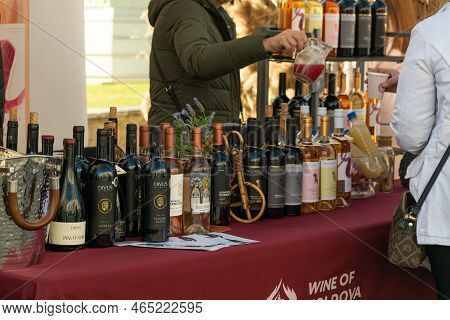Chisinau, Moldova - October 15, 2022: Open-air Wine Exhibition During The Chisinau City Day Celebrat