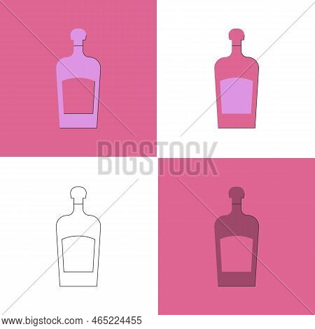 Bottle Of Liquor, Great Design For Any Purposes. Flat Style. Color Form. Party Drink Concept. Icon B
