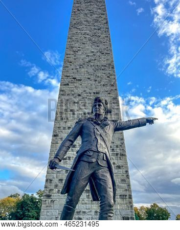 Bennington, Vt - Usa - Oct 10, 2022 A Vertical View Of The Statue Of Brigadier General John Stark, T