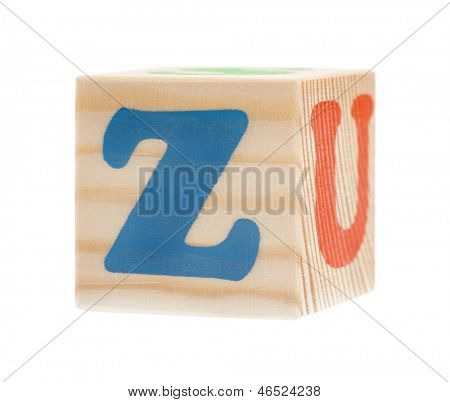 Holzblock mit Buchstaben Z, isolated on white background