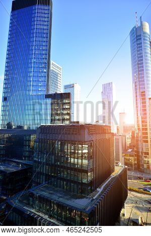 Warsaw, Poland. 6 November 2022. Skyscrapers In The Financial District Of Downtown Warsaw.