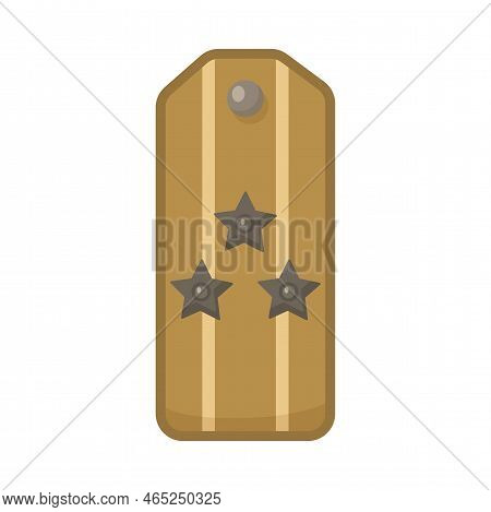 Military Shoulder Strap With Three Stars Cartoon Illustration. Epaulette For Colonels, Rank Insignia