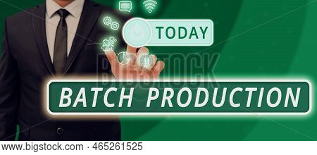 Writing Displaying Text Batch Production. Business Concept Products Are Manufactured In Groups Calle