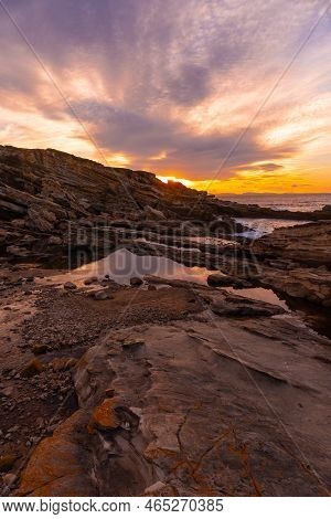 Sunset On The Coast Of Mount Jaizkibel In The Town Of Fuenterrabia, Basque Country