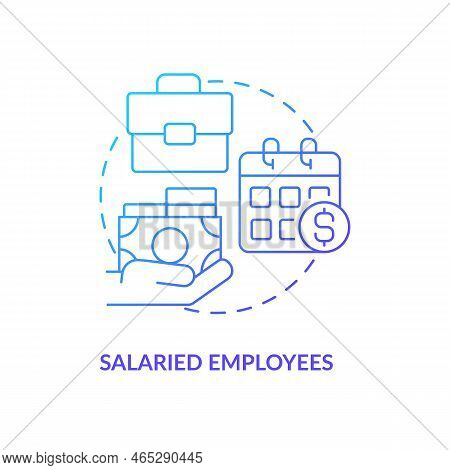 Salaried Employees Blue Gradient Concept Icon. Set Compensation Amount. Payroll Processing Method Ab