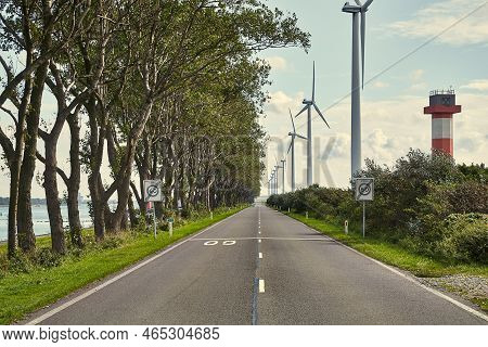 Road On A Narrow Strech Of Land On The Port Area Of Rotterdam, Landtong Near Rozenburg