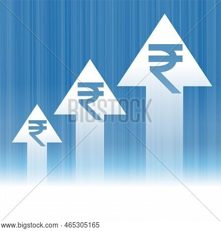 Indian Currency Symbol With Grow Up Arrow Concept Background Vector