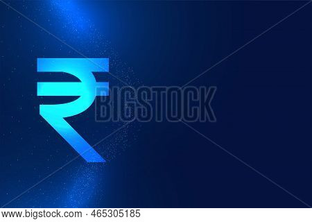 Glowing Digital Money Indian Rupee Background With Text Space Vector