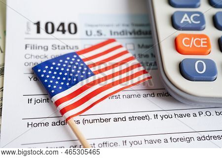 Tax Form 1040 U.s. Individual Income Tax Return, Business Finance Concept.