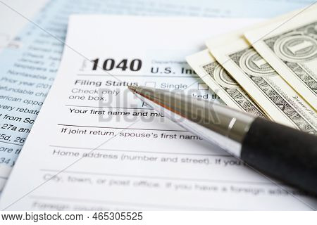 Tax Form 1040 U.s. Individual Income Tax Return, Business Finance Concept.