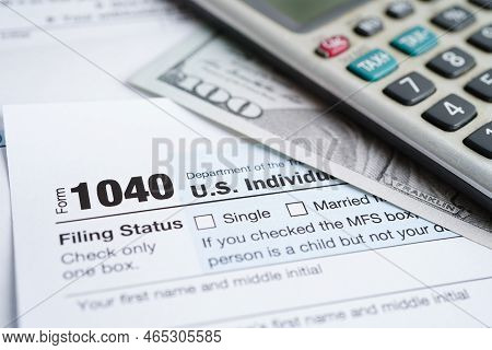 Tax Form 1040 U.s. Individual Income Tax Return, Business Finance Concept.
