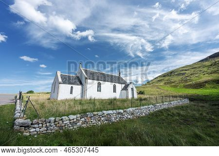 Eriboll Church,historic Secluded Landmark,surrounded By Stone Wall,lairg,sutherland,northern Scotlan
