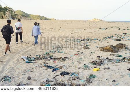 Khanh Hoa, Vietnam - 23 August 2022: Terrible View Of Dirty Beach In Khanh Hoa Province With Vietnam