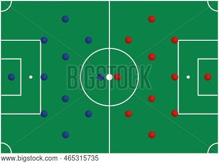 Scheme Of A Football Field With Chips For The Placement Of Players. European Football. The Tactical 