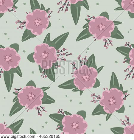 Seamless Pattern With Art Flowers. Beauty Floral
