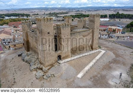 The Castle Of Sadaba On The Rock On Top Of A Small Hill, In The Region Of Cinco Villas, Zaragoza, Ar