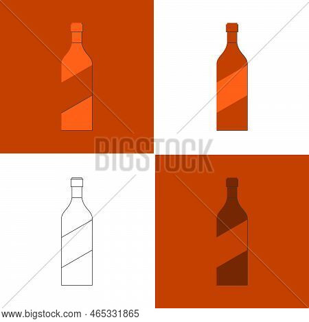 Bottle Of Brandy, Great Design For Any Purposes. Flat Style. Color Form. Party Drink Concept. Icon B