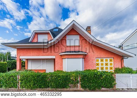 Luanco, Asturias, Spain, October 30, 2022. Colorful House Next To The Beach Of Luanco, In Asturias.