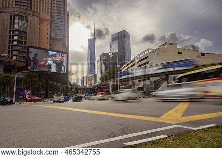 Kuala Lumpur, Malaysia - October 23, 2022: On A Street Corner In The Malaysian Capital. New Second T