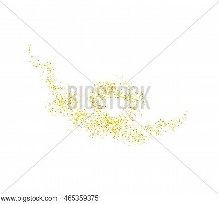 Curl, Swirl Plume Golden Abstract Grainy Texture, Crumbs For Background Or Backdrop. Gold Dust. Sand