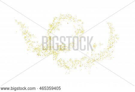 Curl, Swirl Plume Golden Abstract Grainy Texture, Crumbs For Background Or Backdrop. Gold Dust. Sand