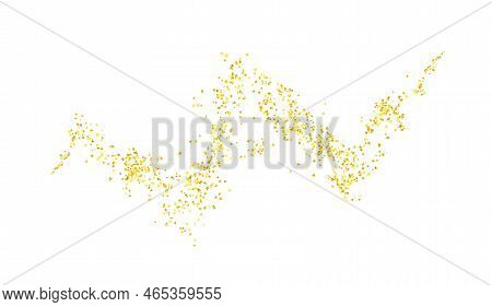 Zigzag, Squiggle Plume Golden Abstract Grainy Texture, Crumbs For Background Or Backdrop. Gold Dust.