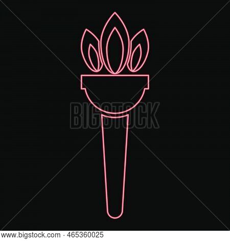 Neon Torch Flambeau Red Color Vector Illustration Image Flat Style Light