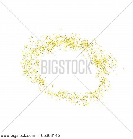 Plume Golden Abstract Grainy Oval, Ellipse, Round Frame, Circle Crumbs Gold. Texture Ring Dust. Magi