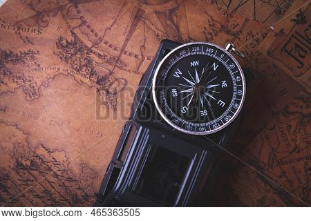 Tourist Travel By Car. Travel By Car. Compass And Car. Autotourism.
