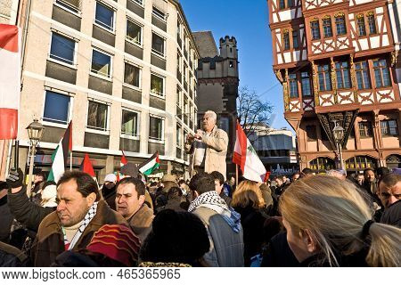 Frankfurt, Germany - January 3, 2009: 10000 People Demonstrate Against The Bombing Of Gaza And For F