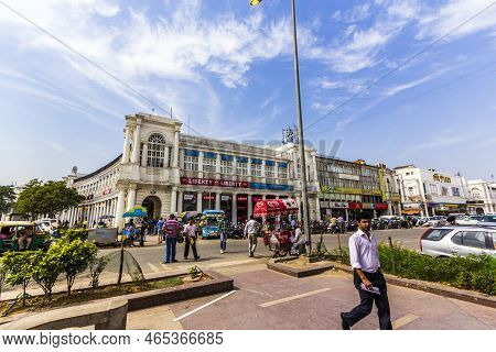 Delhi, India - October 16, 2012: Connaught Place Is One Of The Largest Financial, Commercial And Bus