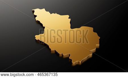 Medina Gold Stone Map On Black Background 3d Illustration