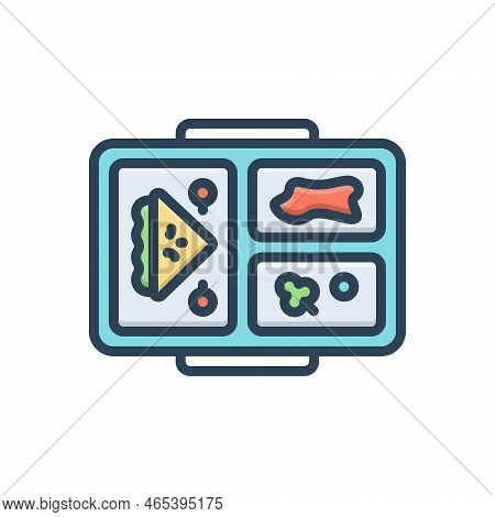 Color Illustration Icon For Lunch Luncheon Luncheonette Food Meal Dish Lunchbox Tiffin