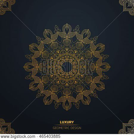 Mandala Design With Gold And Black Vintage Color, Flower Mandala Background